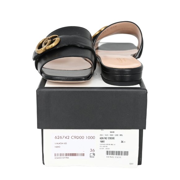 Gucci 626742 GG Marmont Leather Slide Sandals - Picture 9 of 14